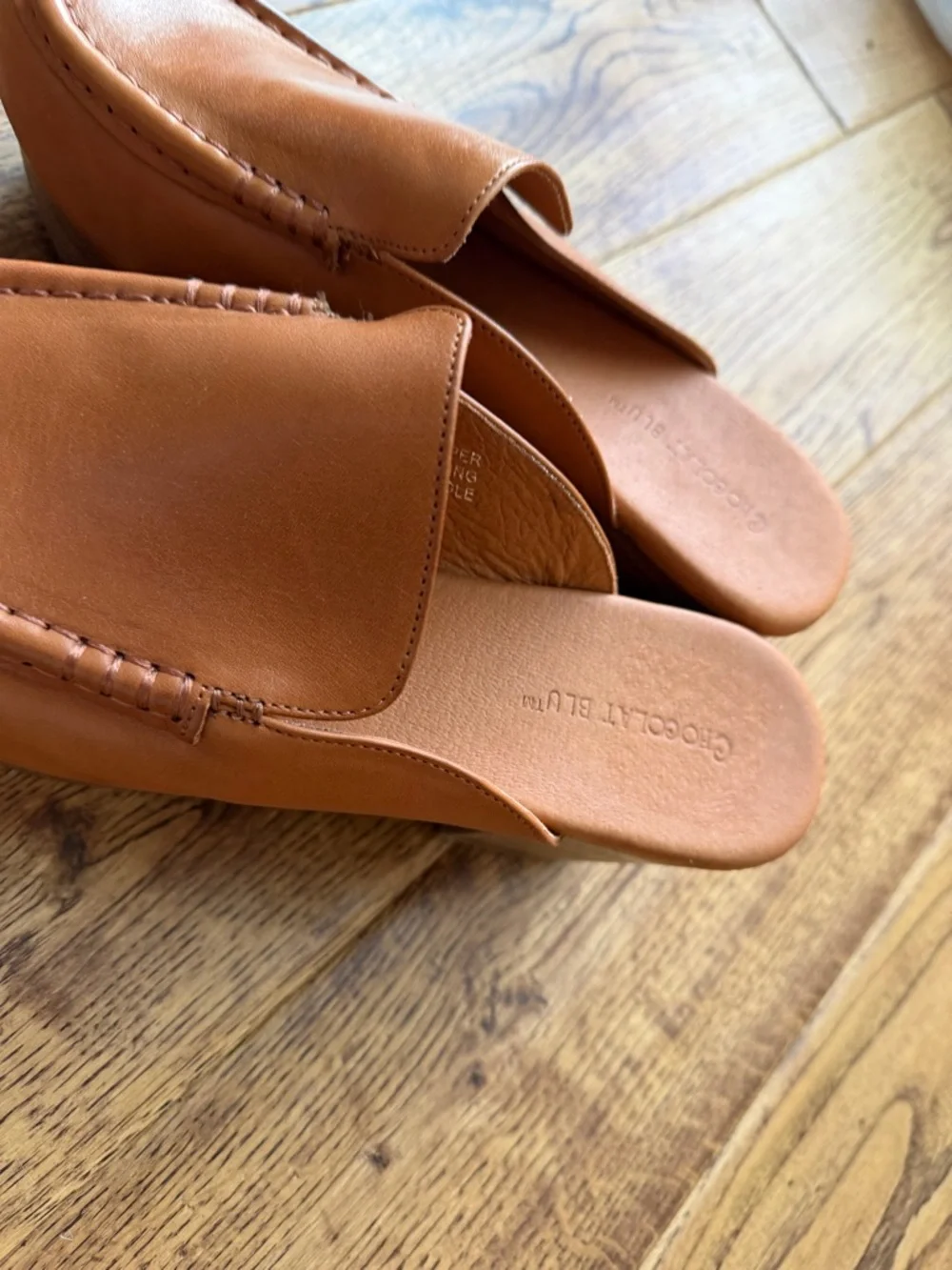 Like NEW CHOCOLAT BLU gemm high clog shoes in cognac 8 leather perfect condition - Picture 3 of 6